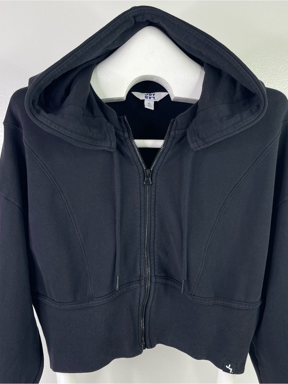 JoyLab Corset Seam Cropped Full-Zip Cotton Blend Hoodie Jacket XL